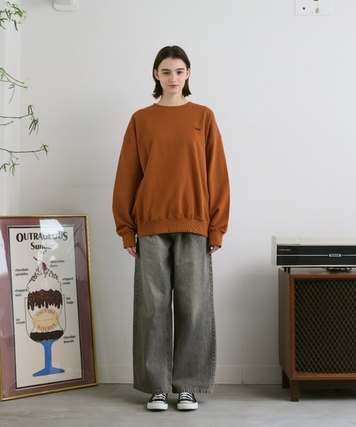 「flaner」 スウェットカットソー SMALL ネイビー レディース_画像2