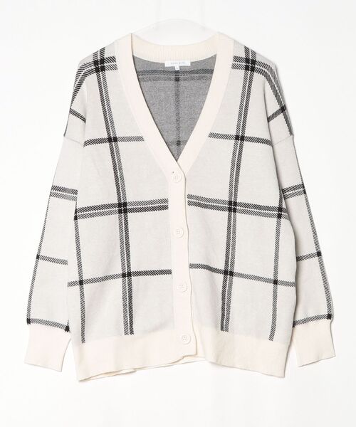 GLOBAL WORK（グローバルワーク） チェック柄ニットカーディガン L