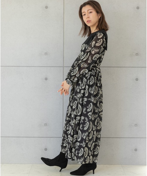 「PREFERIR」 長袖ワンピース LARGE ブラック レディース_画像8