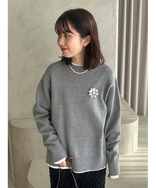 「Mila Owen」 長袖ニット 1 グレー レディース_画像3