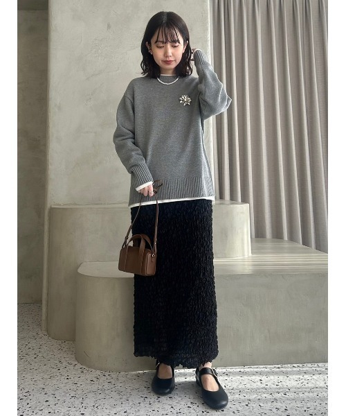 「Mila Owen」 長袖ニット 1 グレー レディース_画像6