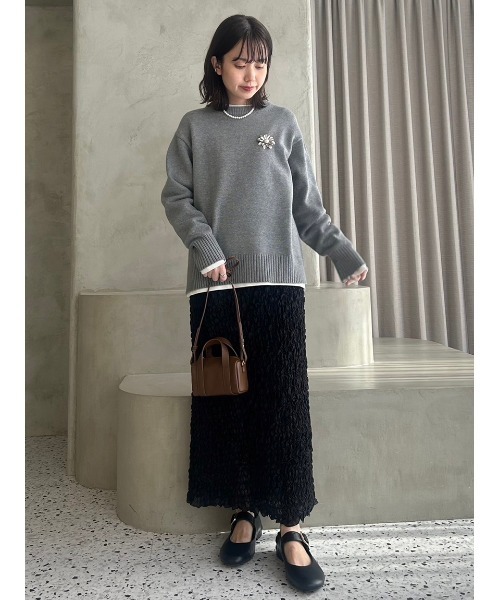 「Mila Owen」 長袖ニット 1 グレー レディース_画像7