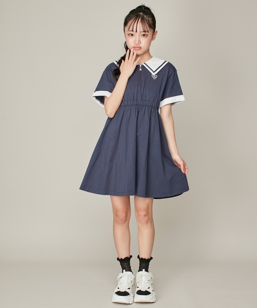 「JENNI love」 「KIDS」半袖ワンピース 140cm ネイビー キッズ_画像2