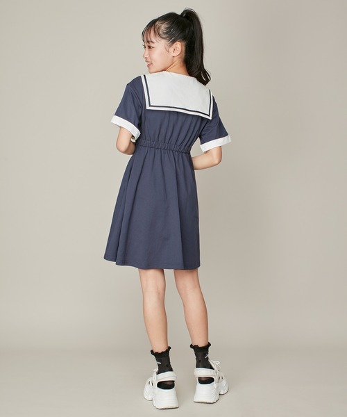 「JENNI love」 「KIDS」半袖ワンピース 140cm ネイビー キッズ_画像4