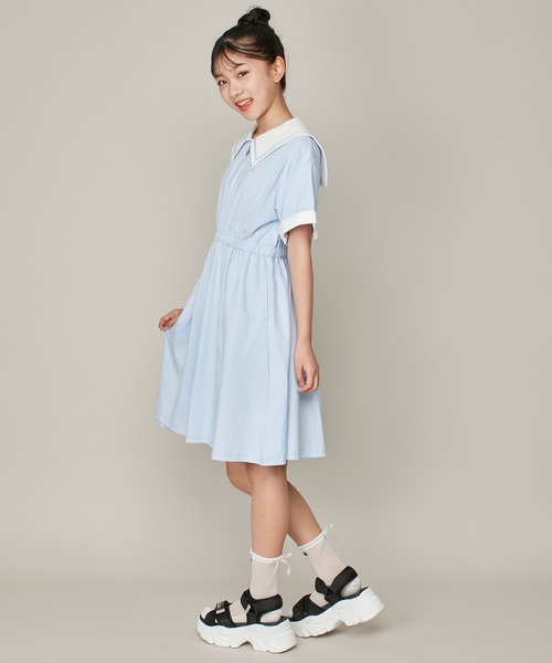 「JENNI love」 「KIDS」半袖ワンピース 140cm ネイビー キッズ_画像7