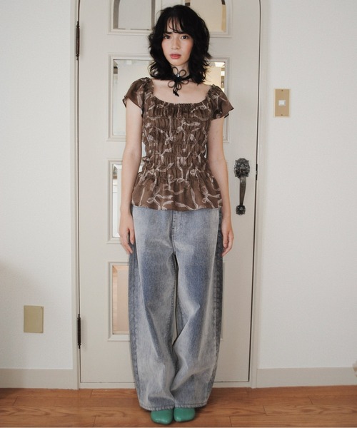 musubore（ムスボレ） ブラウス シャツ 夏 shirring smock blouse