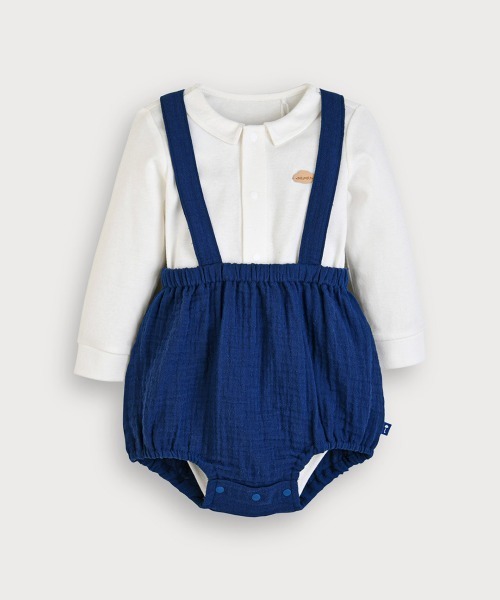 ベビー服 ロンパース 「2点セット」長袖ボディスーツ＆ショート