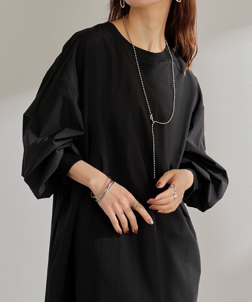 「HUG.U」 長袖ワンピース FREE ブラック レディース_画像6