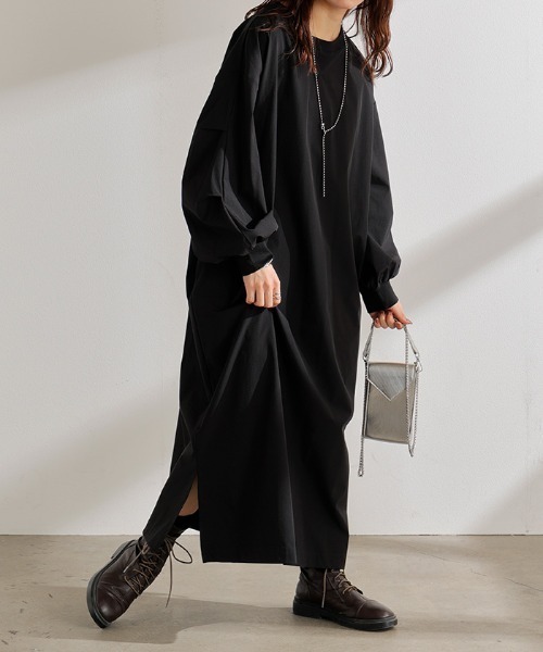 「HUG.U」 長袖ワンピース FREE ブラック レディース_画像7