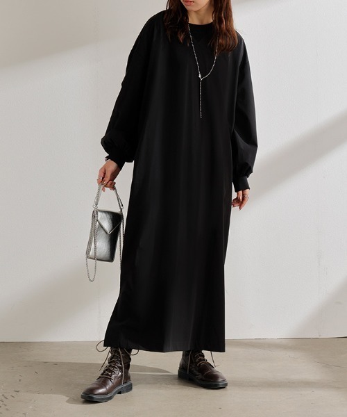 「HUG.U」 長袖ワンピース FREE ブラック レディース_画像8