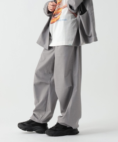TFW49 立体裁断 パンツ 裾 ドローコード グレー 4 George's ワイドパンツ スラックス ワイドドローコードスラック メンズ