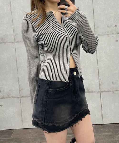 「ROGER AND RAW」 ニットカーディガン FREE ブルー レディース_画像3