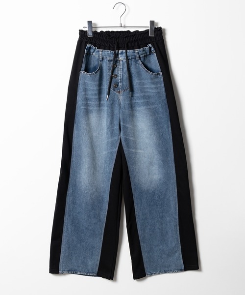 「me+em select」 イージーパンツ FREE ブラック レディース_画像2