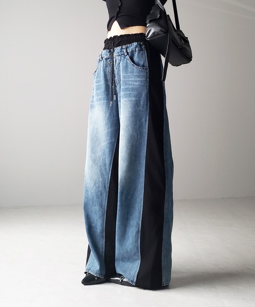 「me+em select」 イージーパンツ FREE ブラック レディース_画像7