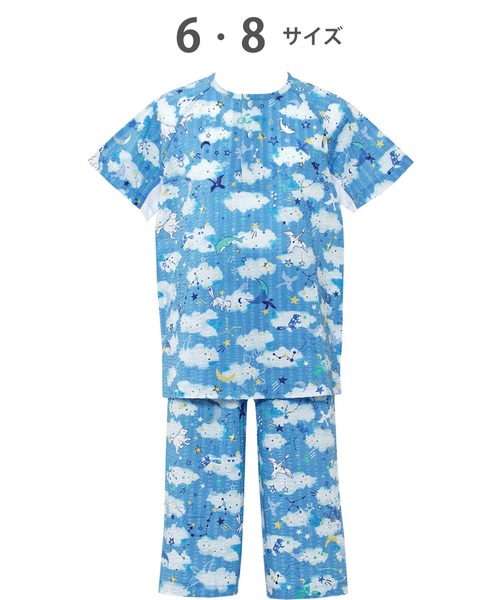 パジャマ ワコールキッズ　「睡眠科学 KIDS 涼感エアスルーパジャマ」　3分袖　7分丈 キッズ 子供 男の子 女の子の画像
