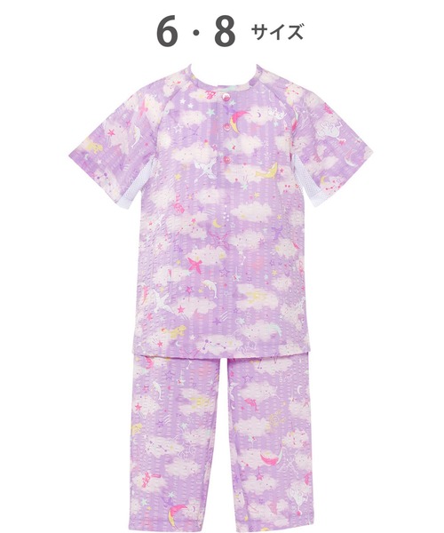 パジャマ ワコールキッズ　「睡眠科学 KIDS 涼感エアスルーパジャマ」　3分袖　7分丈 キッズ 子供 男の子 女の子の画像