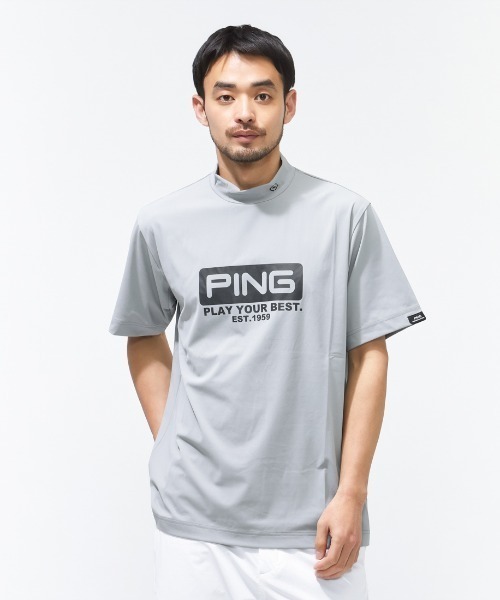 PING（ピン） tシャツ ピンホールメッシュ半袖ハイネックシャツ メンズ