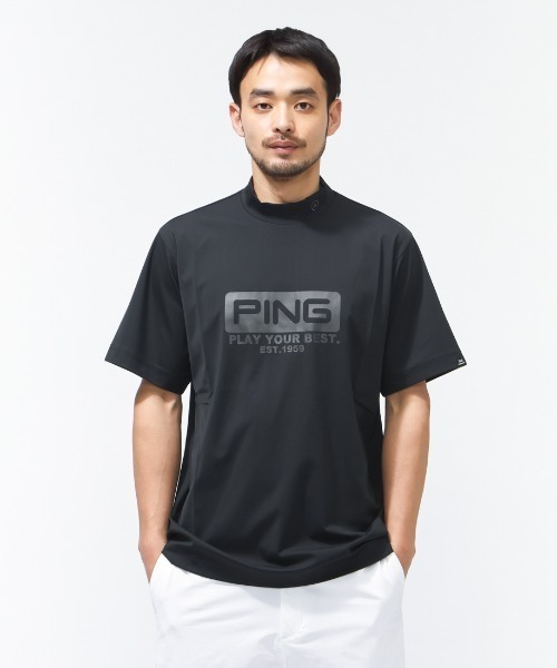 PING（ピン） tシャツ ピンホールメッシュ半袖ハイネックシャツ メンズ