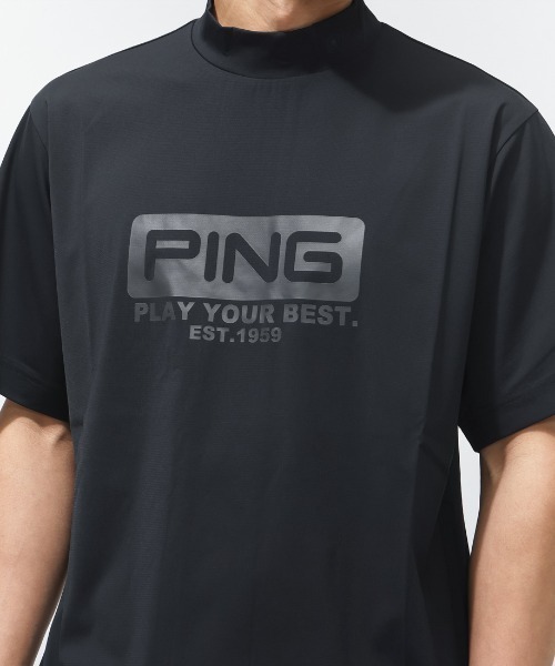 PING（ピン） tシャツ ピンホールメッシュ半袖ハイネックシャツ メンズ