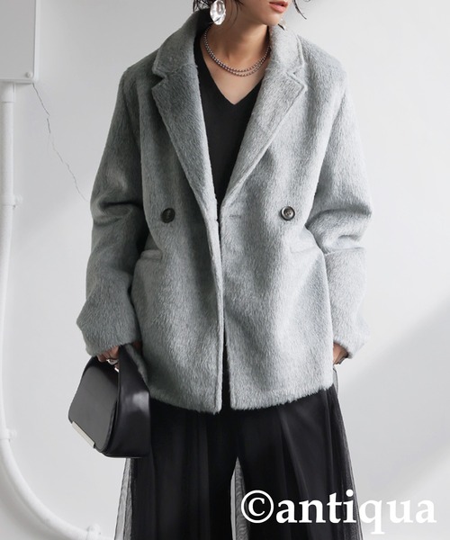 「antiqua」 テーラードジャケット ONESIZE ブラック レディースの画像