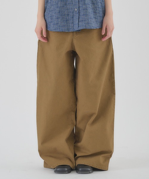 Perushu ワイドパンツ パンツ FAKE LEATHER FLAP WIDE WORK PANTS