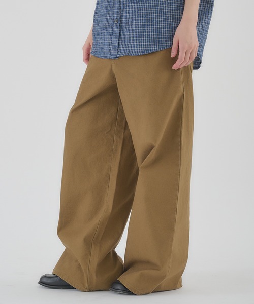 Perushu ワイドパンツ パンツ FAKE LEATHER FLAP WIDE WORK PANTS