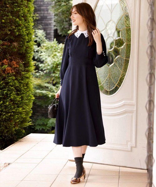 「SWINGLE」 長袖ワンピース MEDIUM ブラック レディース_画像3