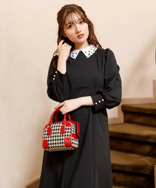 「SWINGLE」 長袖ワンピース MEDIUM ブラック レディース_画像5