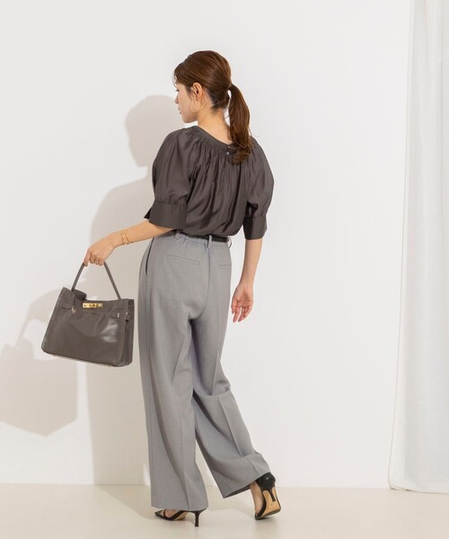 【新品】ノーリーズ  ストレッチ 2WAY ブラウス ボリューム袖 黒 両前 NOLLEY'S（ノーリーズ） ブラウス シャツ ウォッシャブル2WAY