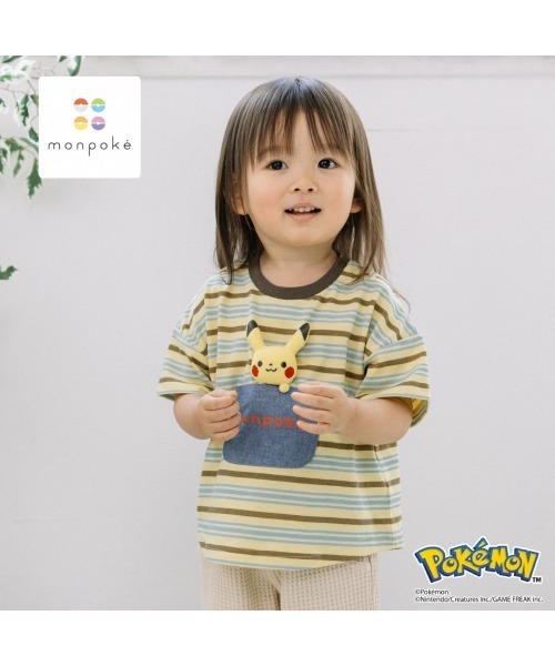 ピカチュウ ぬいぐるみ Tシャツセット tシャツ monpoke モンポケ 半袖Tシャツ ボーダー ぬいぐるみ