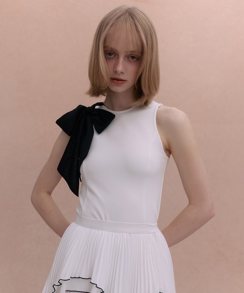 EIMY ISTOIRE（エイミーイストワール） tシャツ 2WAY RIBBON SLIT TANK