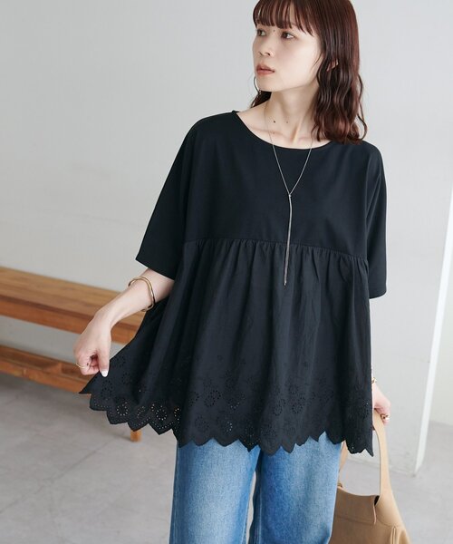 WEB限定　Discoat 5色展開/体型カバー チュニックシャツ 　ブラック WEB限定Discoat 5色展開/体型カバー チュニックシャツ ブラック