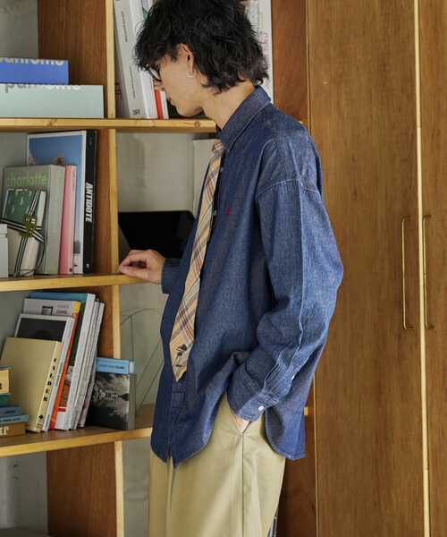 「U.S. POLO ASSN.」 長袖シャツ MEDIUM サックスブルー メンズ_画像3