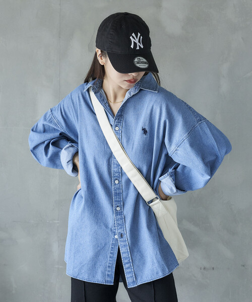 「U.S. POLO ASSN.」 長袖シャツ MEDIUM サックスブルー メンズ_画像6