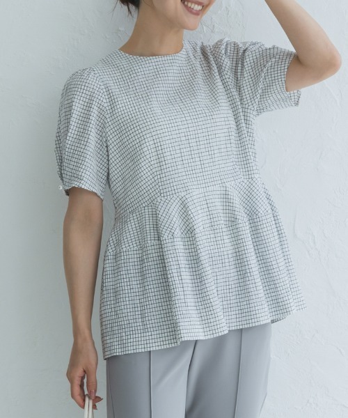 Sono（ソーノ） ブラウス シャツ 半袖 「SONO/ソーノ」グリッド