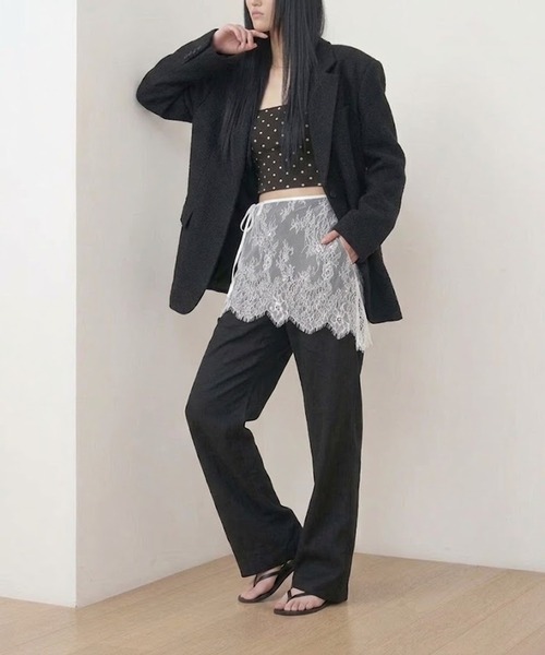 ワイドパンツ パンツ レースラップスカート付 ワイドパンツ セットアップ レディース | ブランド登録なし