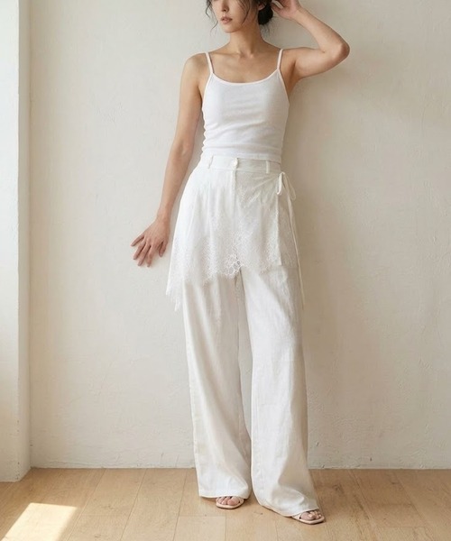 ワイドパンツ パンツ レースラップスカート付 ワイドパンツ セットアップ レディース | ブランド登録なし | 03