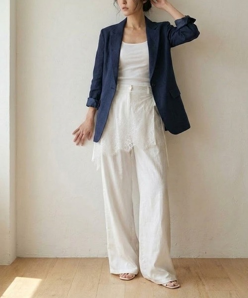 ワイドパンツ パンツ レースラップスカート付 ワイドパンツ セットアップ レディース | ブランド登録なし | 07