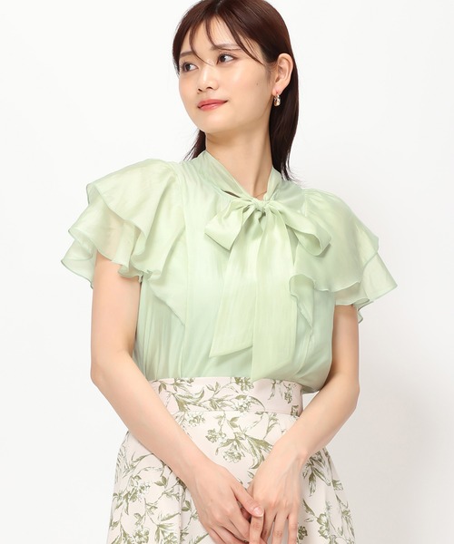 「MISCH MASCH」 ノースリーブブラウス フリ- ライトグリーン レディース_画像4