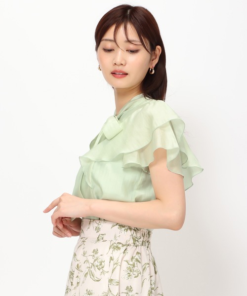 「MISCH MASCH」 ノースリーブブラウス フリ- ライトグリーン レディース_画像7