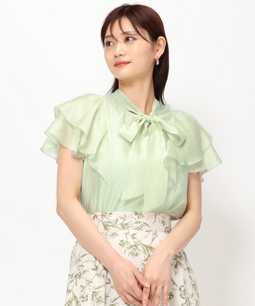 「MISCH MASCH」 ノースリーブブラウス フリ- ライトグリーン レディース_画像8