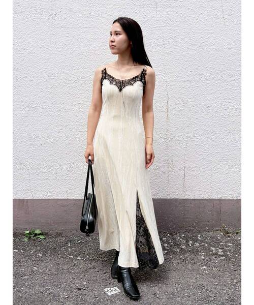 LAGUNAMOON✨ lace半袖longワンピース LAGUNAMOON（ラグナムーン） ワンピース レーストリミングベロアキャミ