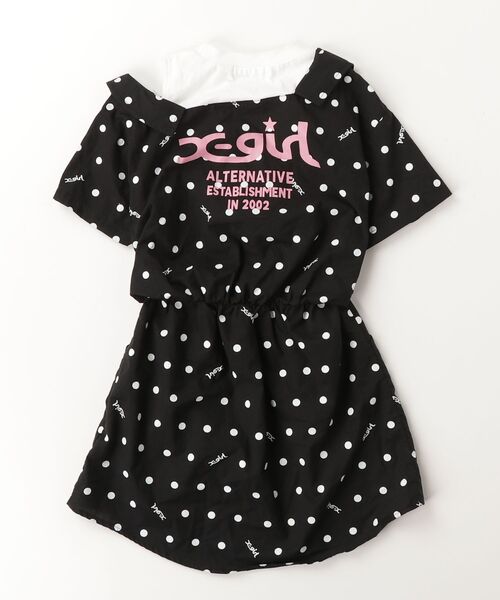 「X-girl Stages」 「KIDS」半袖ワンピース 110cm ブラック キッズ_画像2