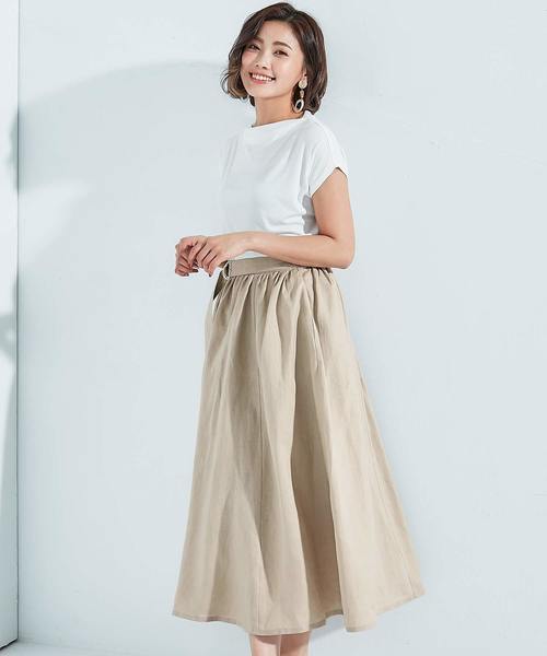 OSYAREVO（オシャレボ） ロング スカート リネンフレアスカート