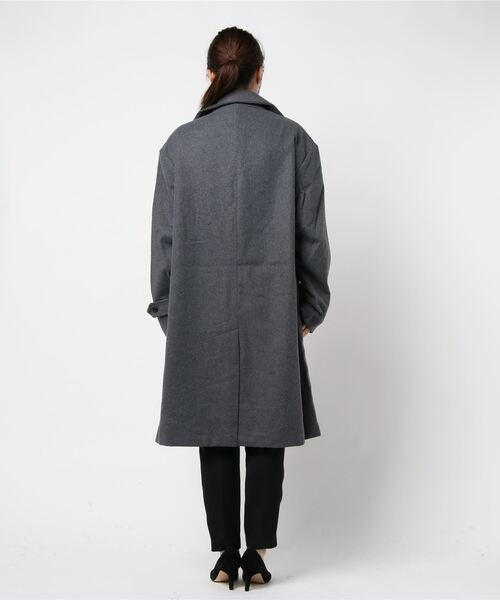 【Lサイズ】チェスターコート　メルトン　ウール　アルパカ　ストライプ　ロング丈 ARCHIVER チェスターコート コート 「Sa」「it」メルトンウールBIG