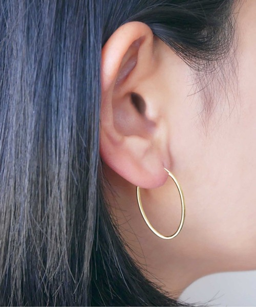 ピアス K18イエローゴールド フープピアス（大）