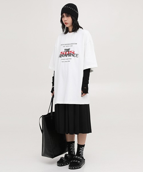 MASONPRINCE 長袖シャツ ストライプ ルーズ ロゴプリント 男女 PAIRMANON STREET】ストライプ 長袖 シャツ（シャツ/ブラウス