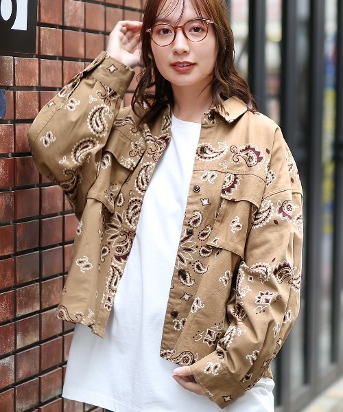 ブラウス シャツ ビッグバンダナオーバーシャツ レディース