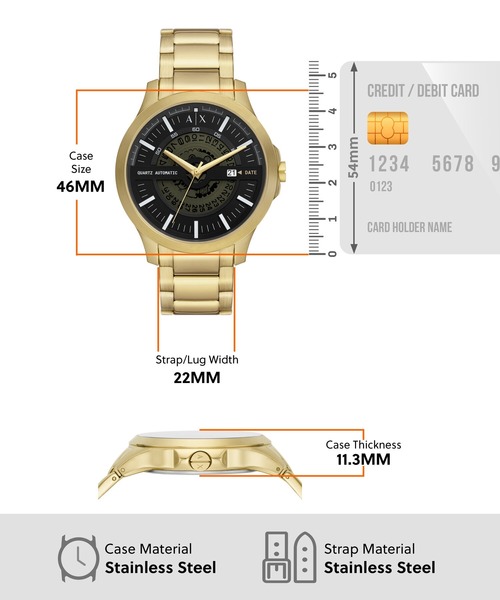 稼働 ARMANI EXCHANGE 腕時計 デイデイト AX2016 1556 稼働 ARMANI EXCHANGE 腕時計 デイデイト AX2016 1556