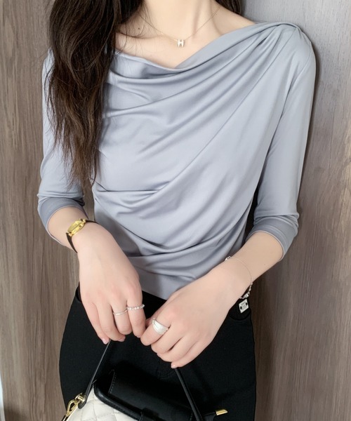 オフショルトップス ABITOKYO tシャツ 七分袖オフショルトップス レディース